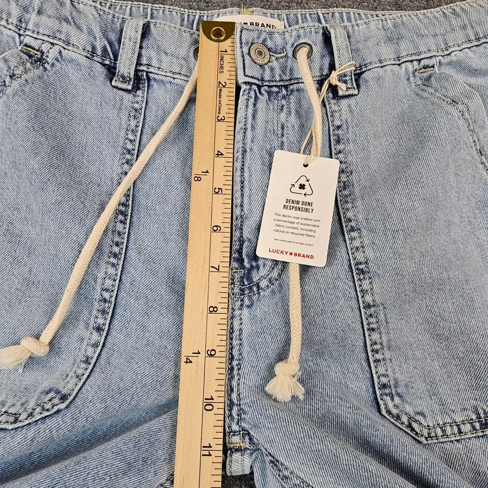 Lucky Brand Womens Wide Leg Utility Drawstring Jeans Light Wash Raw Hem Small